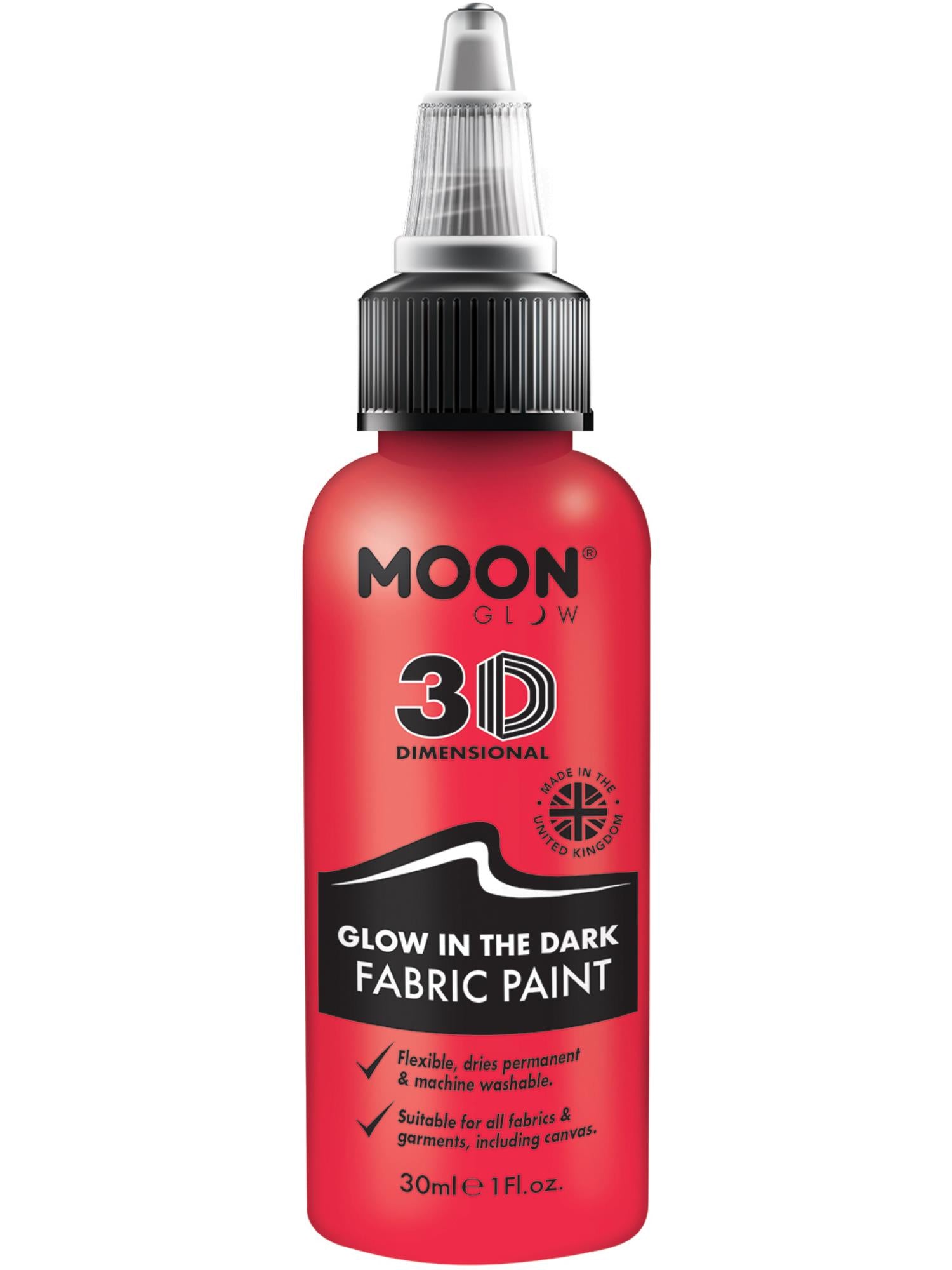 Moon Glow - Glow in the Dark Fabric Paint, Red