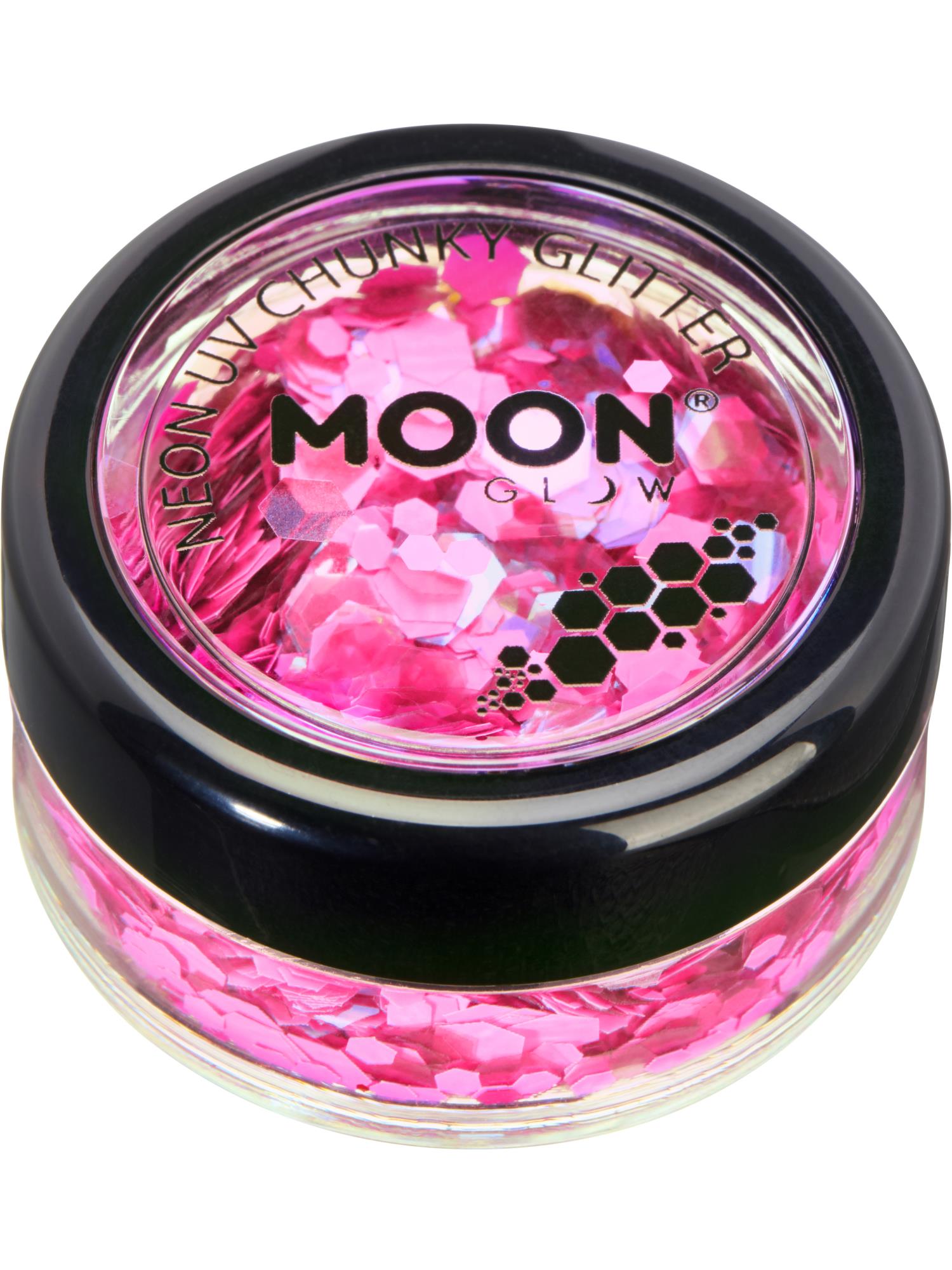 Moon Glow - Neon UV Chunky Glitter, Hot Pink