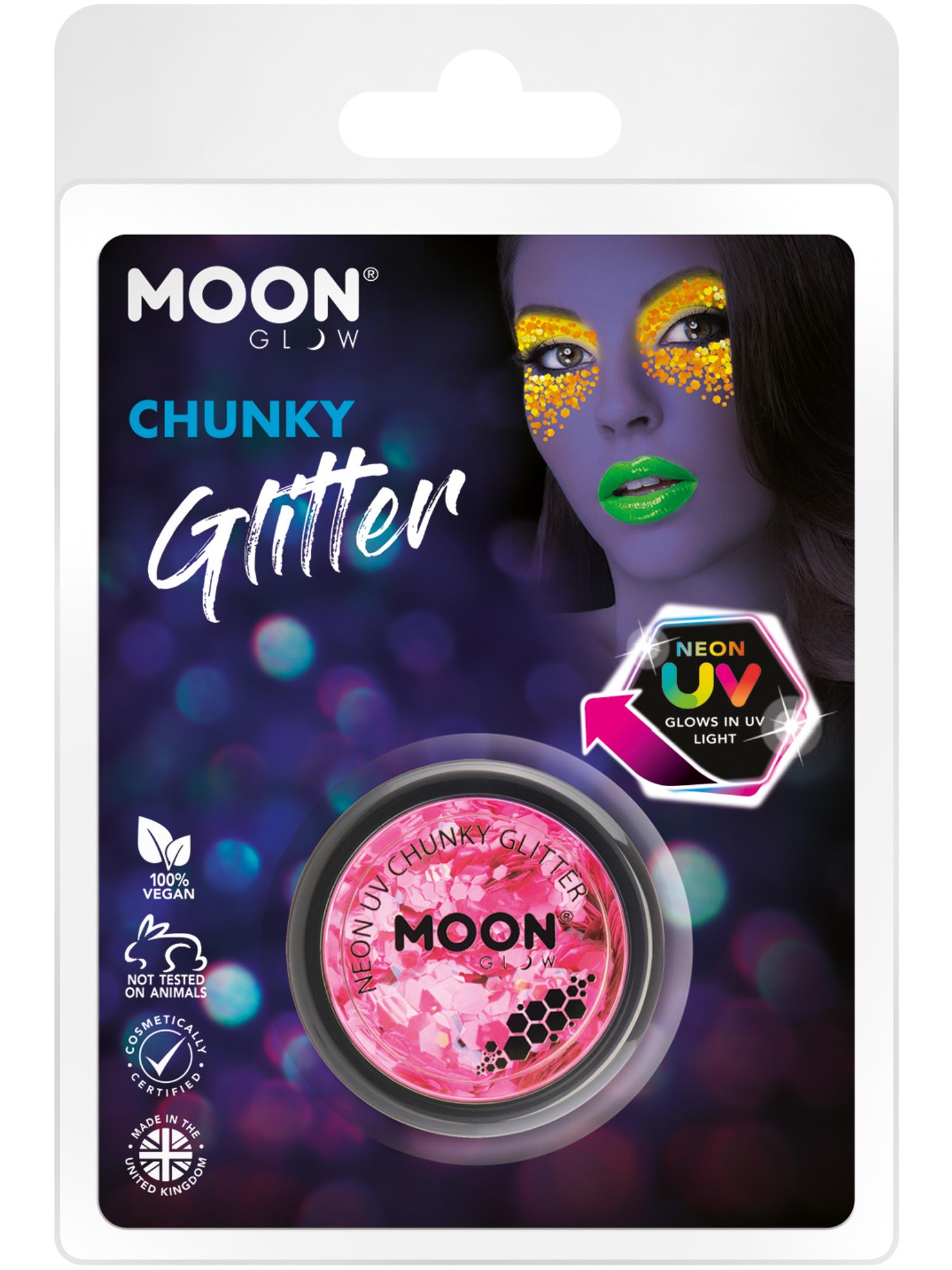Moon Glow - Neon UV Chunky Glitter, Pink