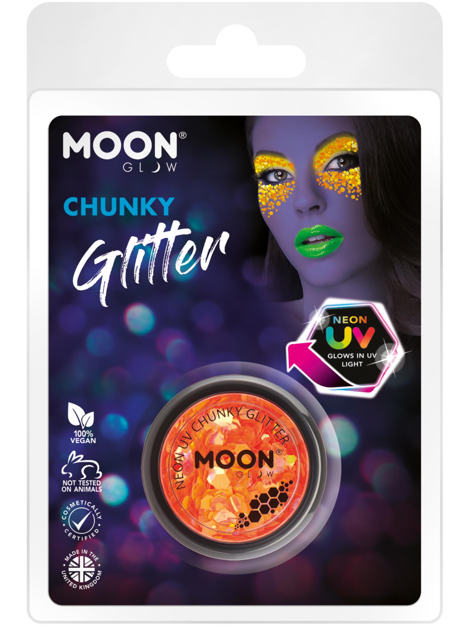 Moon Glow - Neon UV Chunky Glitter, Orange