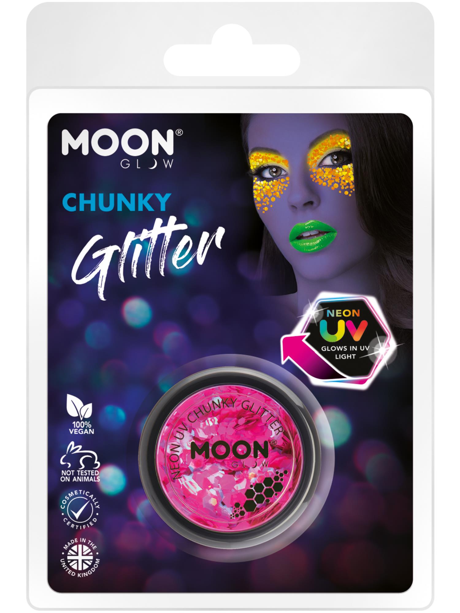 Moon Glow - Neon UV Chunky Glitter, Magenta