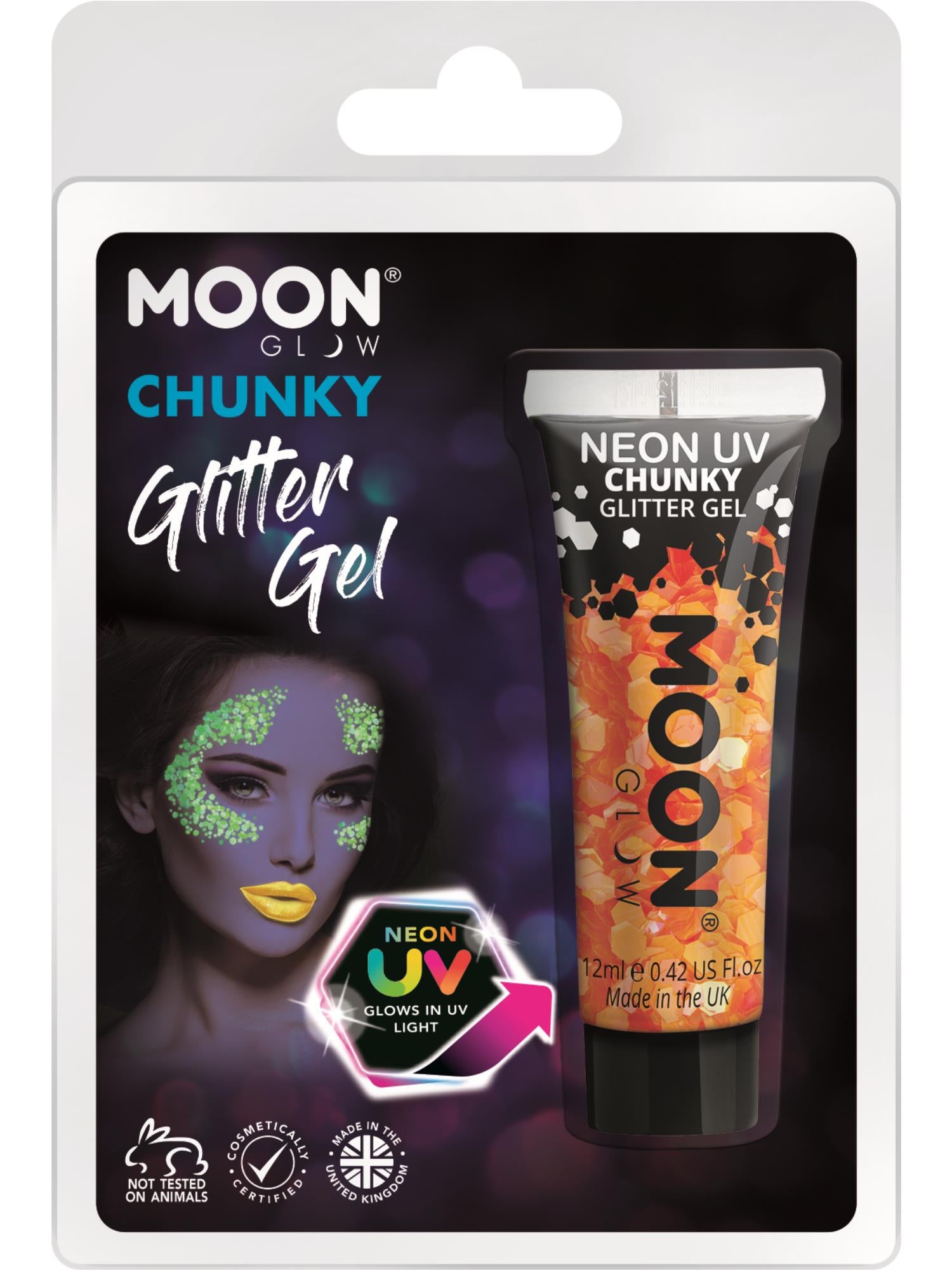 Moon Glow - Neon UV Chunky Glitter Gel, Orange