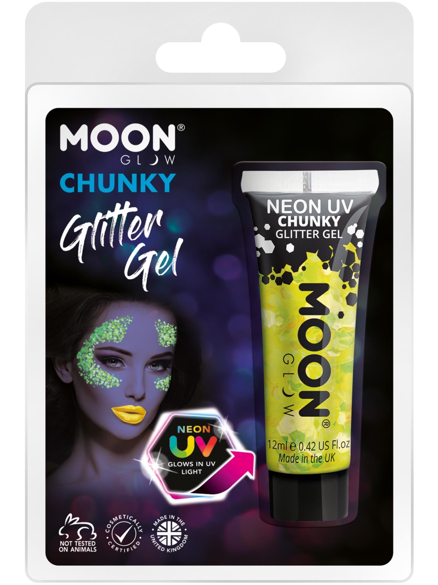 Moon Glow - Neon UV Chunky Glitter Gel, Yellow