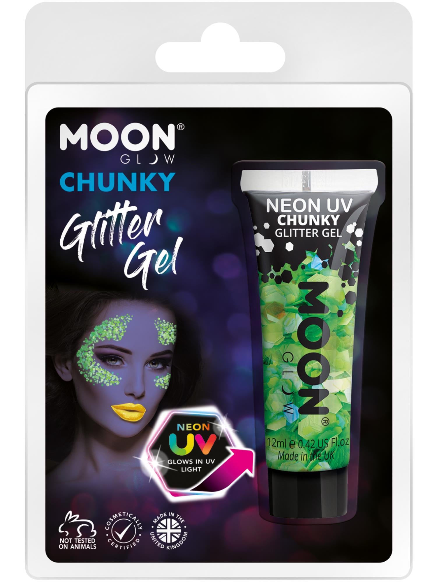 Moon Glow - Neon UV Chunky Glitter Gel, Green