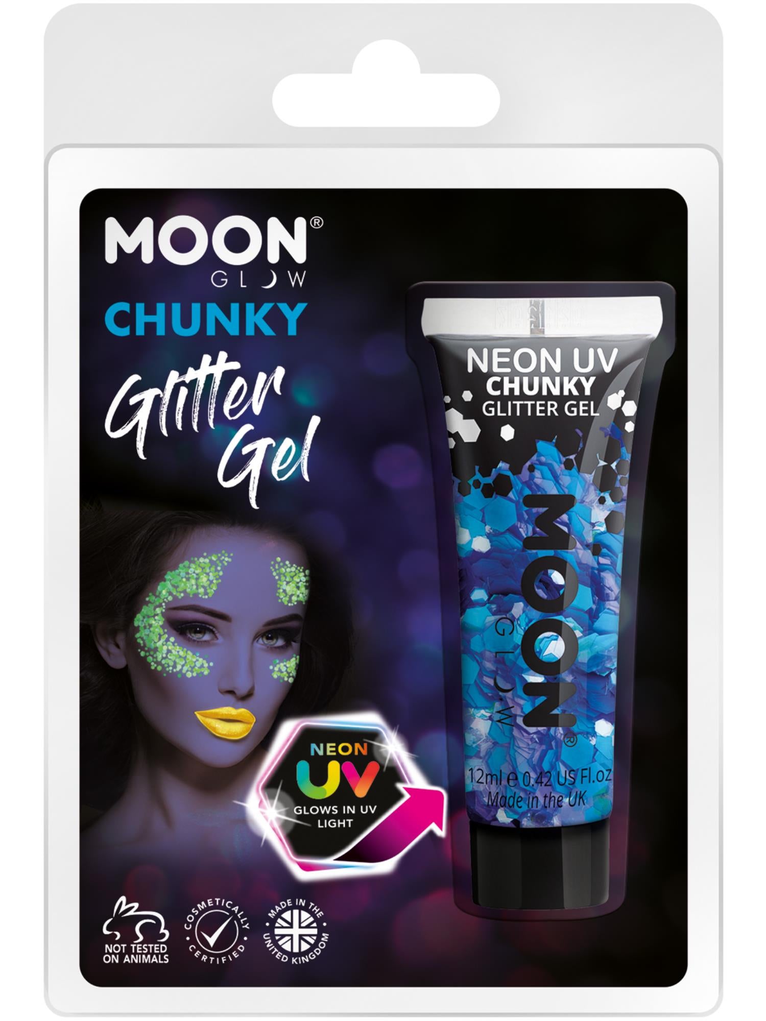 Moon Glow - Neon UV Chunky Glitter Gel, Blue