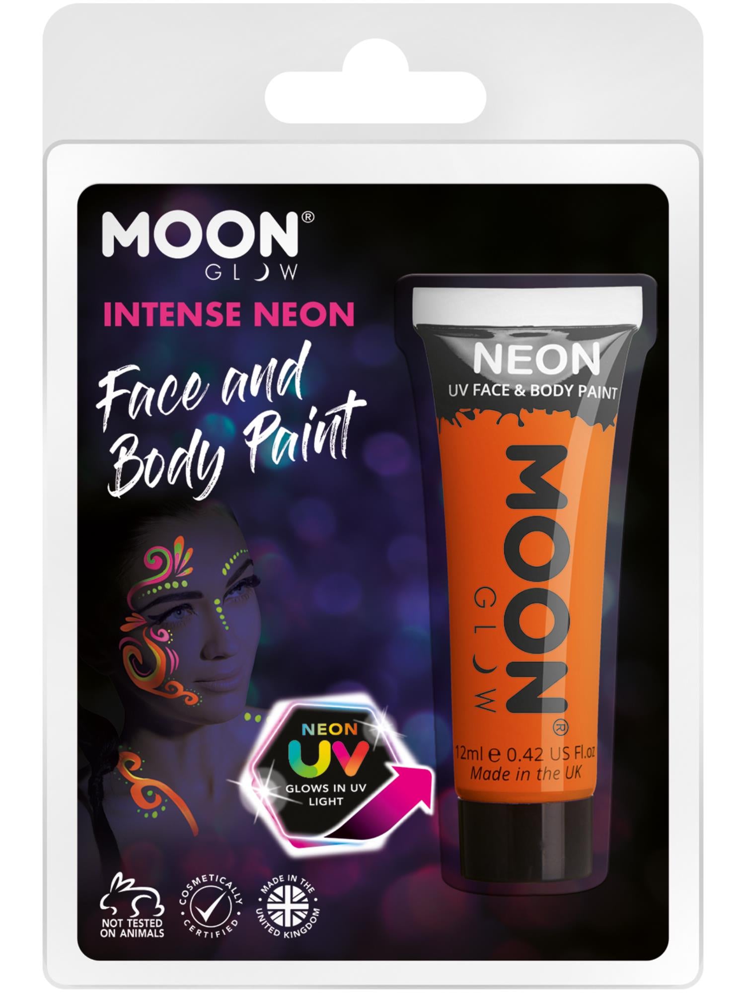 Moon Glow Intense Neon UV Face Paint, Intense Oran