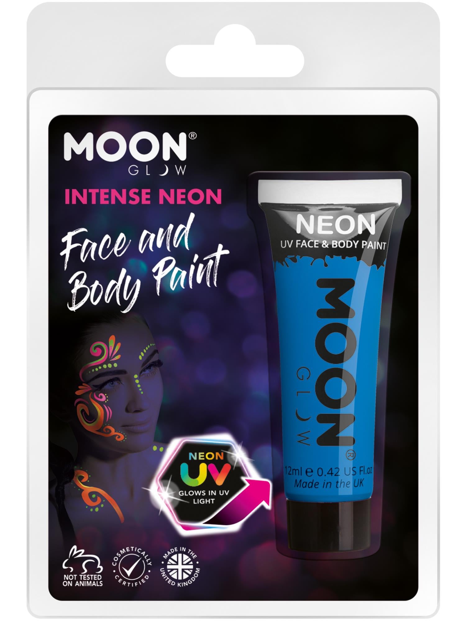 Moon Glow Intense Neon UV Face Paint, Intense Blue