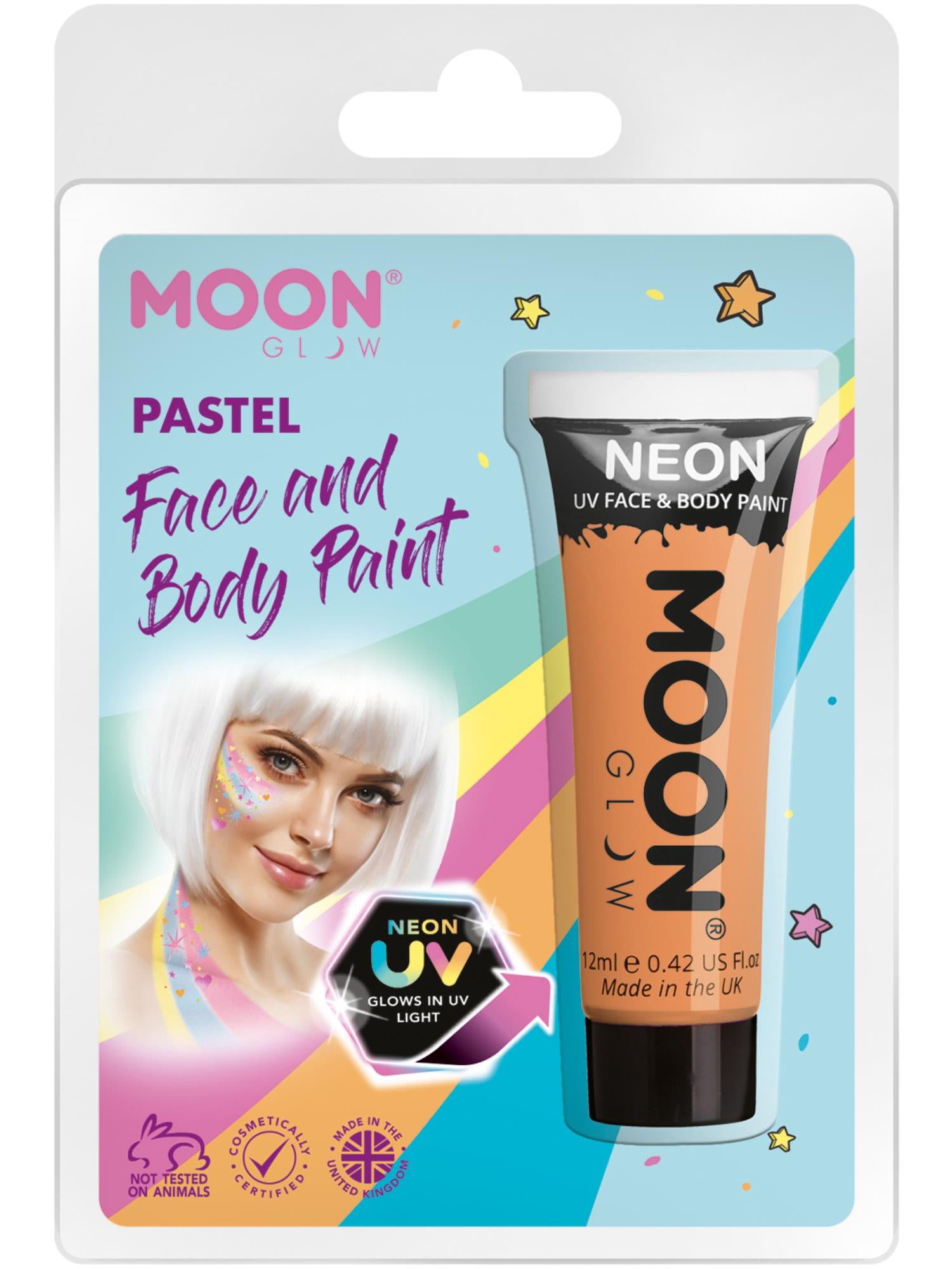 Moon Glow Pastel Neon UV Face Paint, Pastel Orange