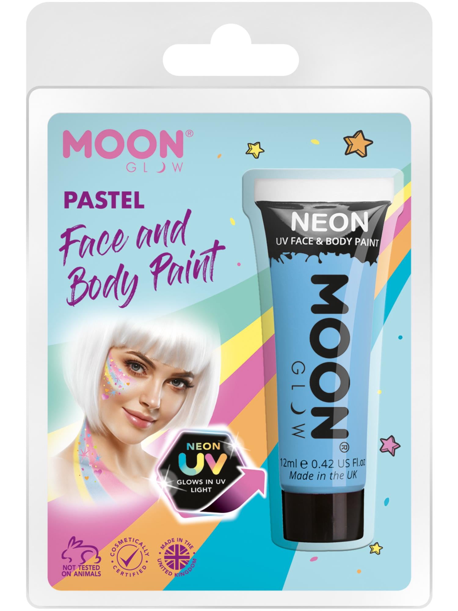 Moon Glow Pastel Neon UV Face Paint, Pastel Blue