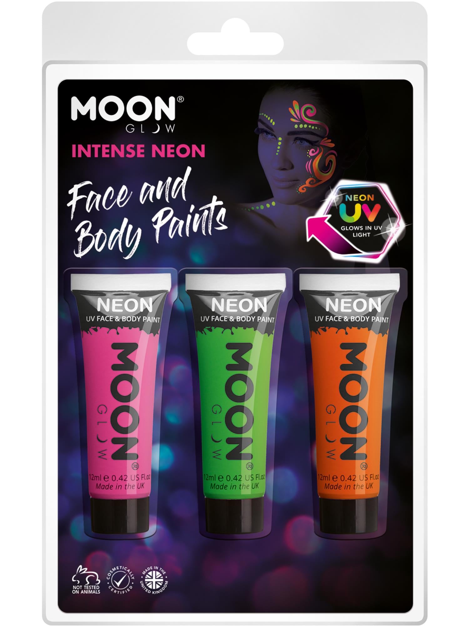 Moon Glow Intense Neon UV Face Paint, Hot Pink