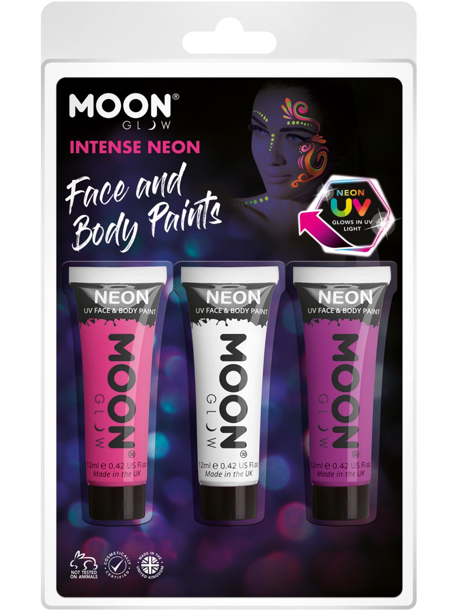 Moon Glow Intense Neon UV Face Paint, Hot Pink