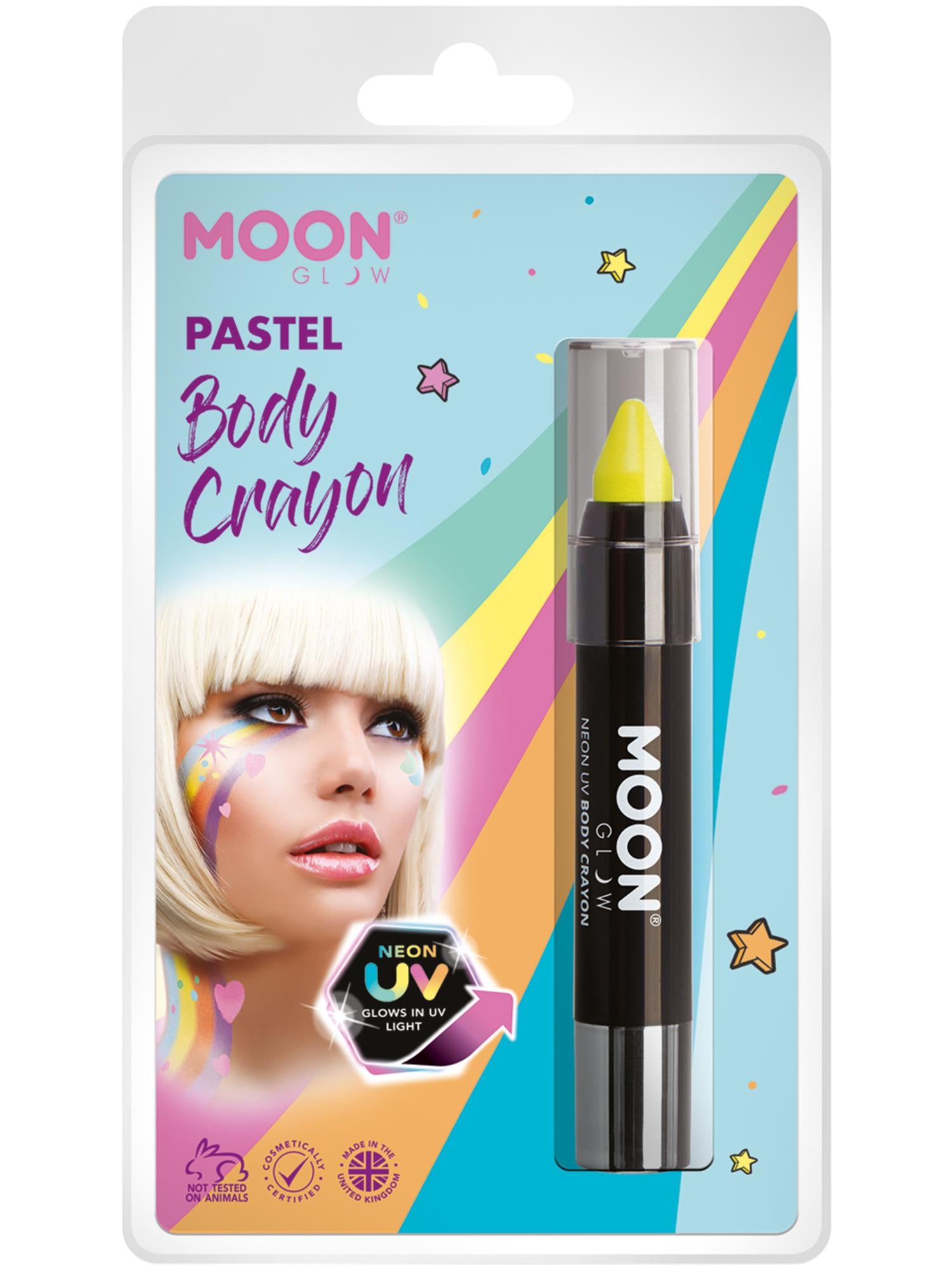 Moon Glow Pastel Neon UV Body Crayons, Pastel Yell