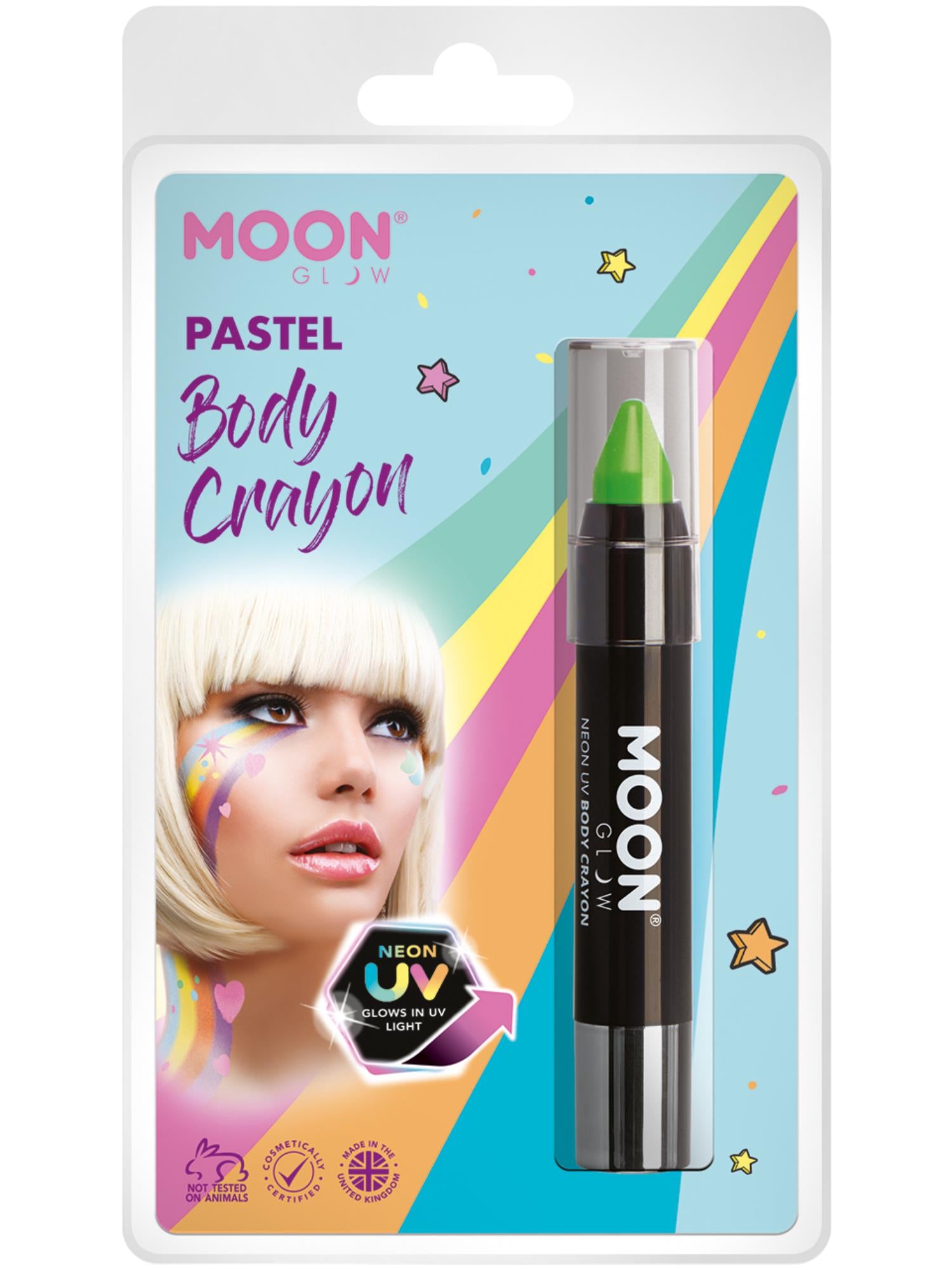 Moon Glow Pastel Neon UV Body Crayons, Pastel Gree