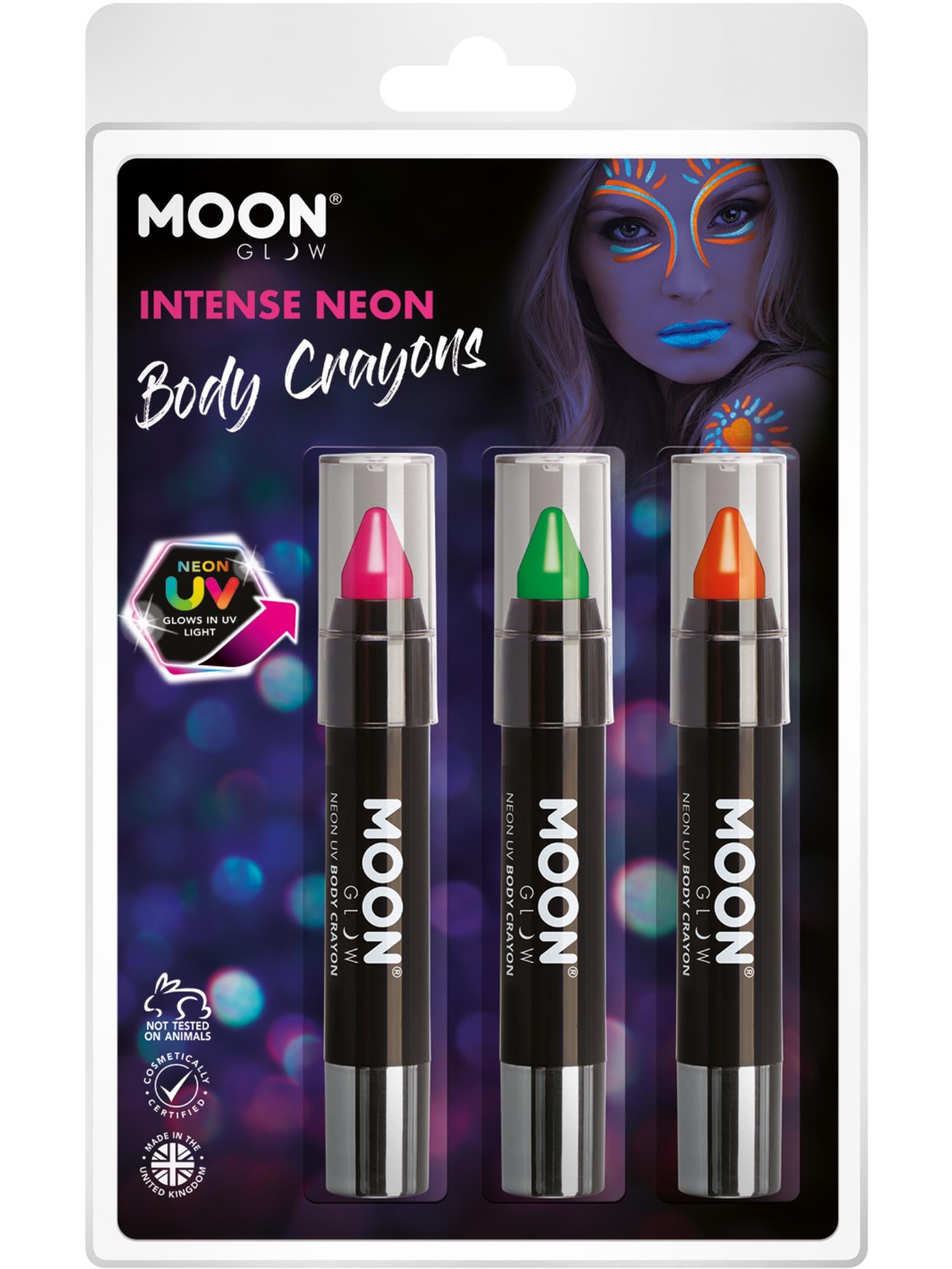 Moon Glow Intense Neon UV Body Crayons,