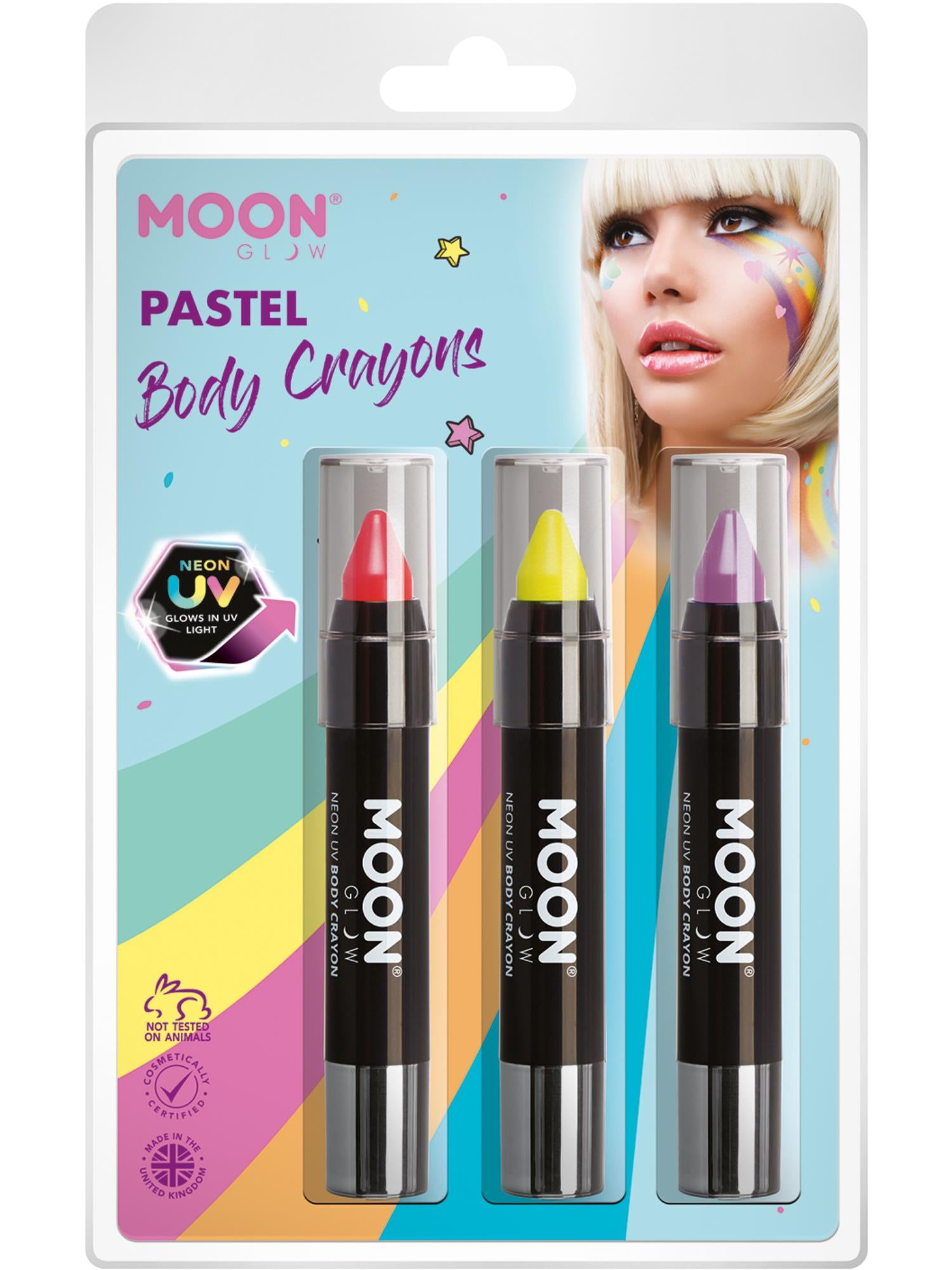 Moon Glow Intense Neon UV Body Crayons,