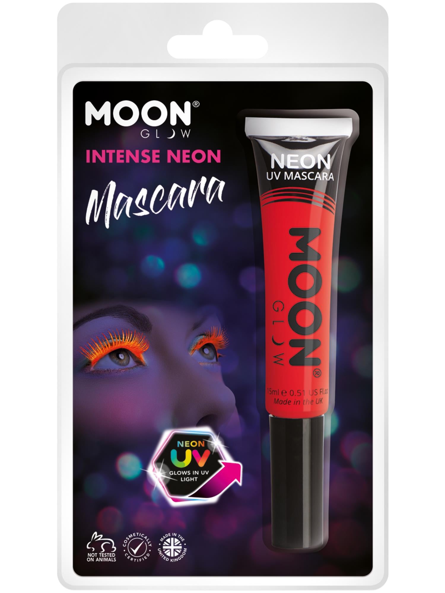 Moon Glow Intense Neon UV Mascara, Intense Red