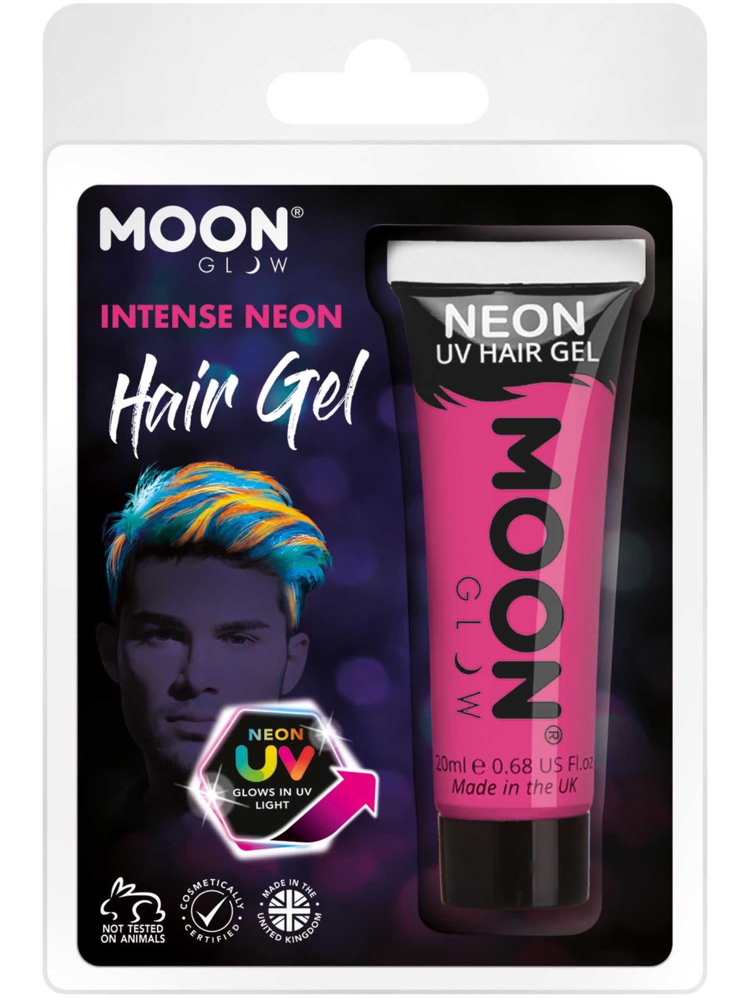Moon Glow Intense Neon UV Hair Gel, Intense Pink