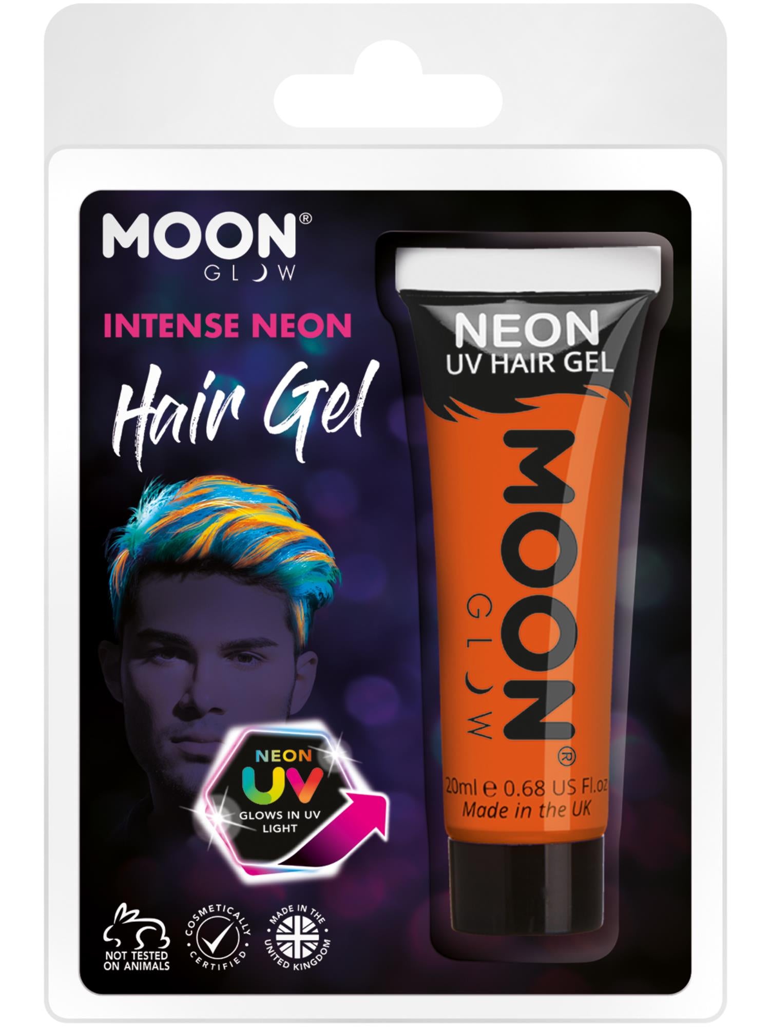 Moon Glow Intense Neon UV Hair Gel, Intense Orange