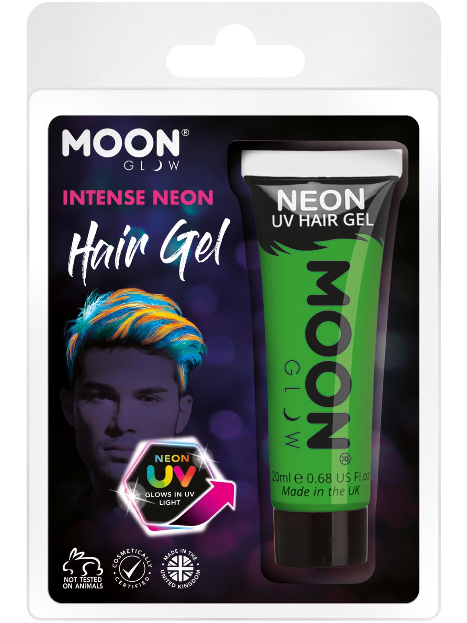 Moon Glow Intense Neon UV Hair Gel, Intense Green
