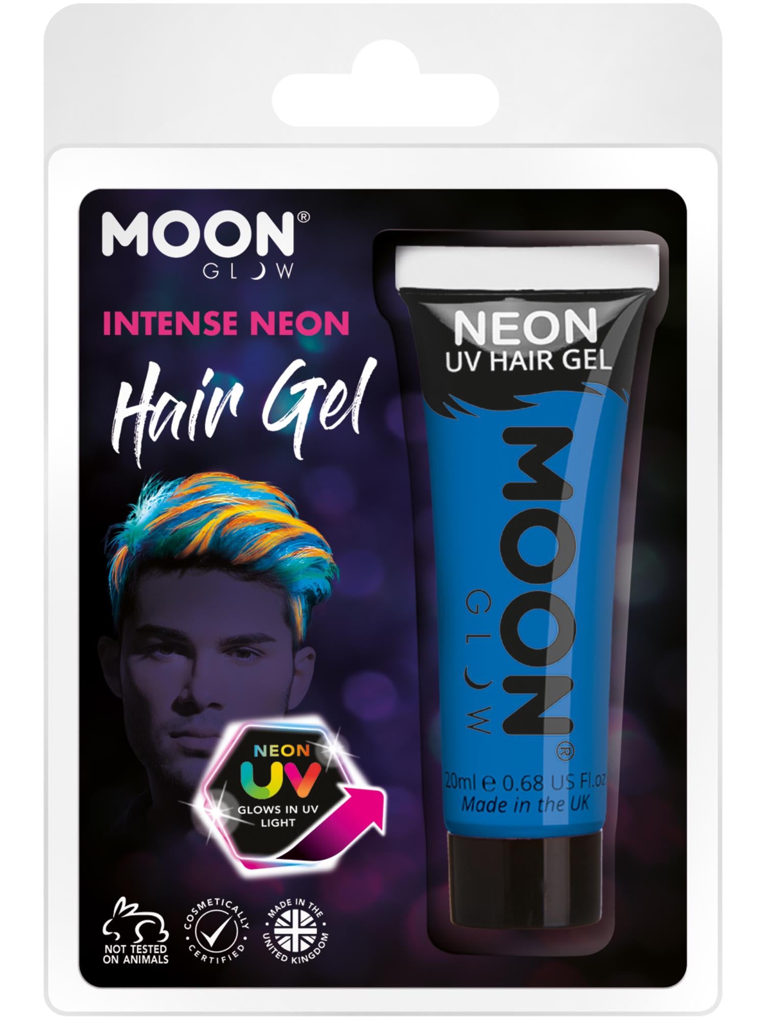Moon Glow Intense Neon UV Hair Gel, Intense Blue