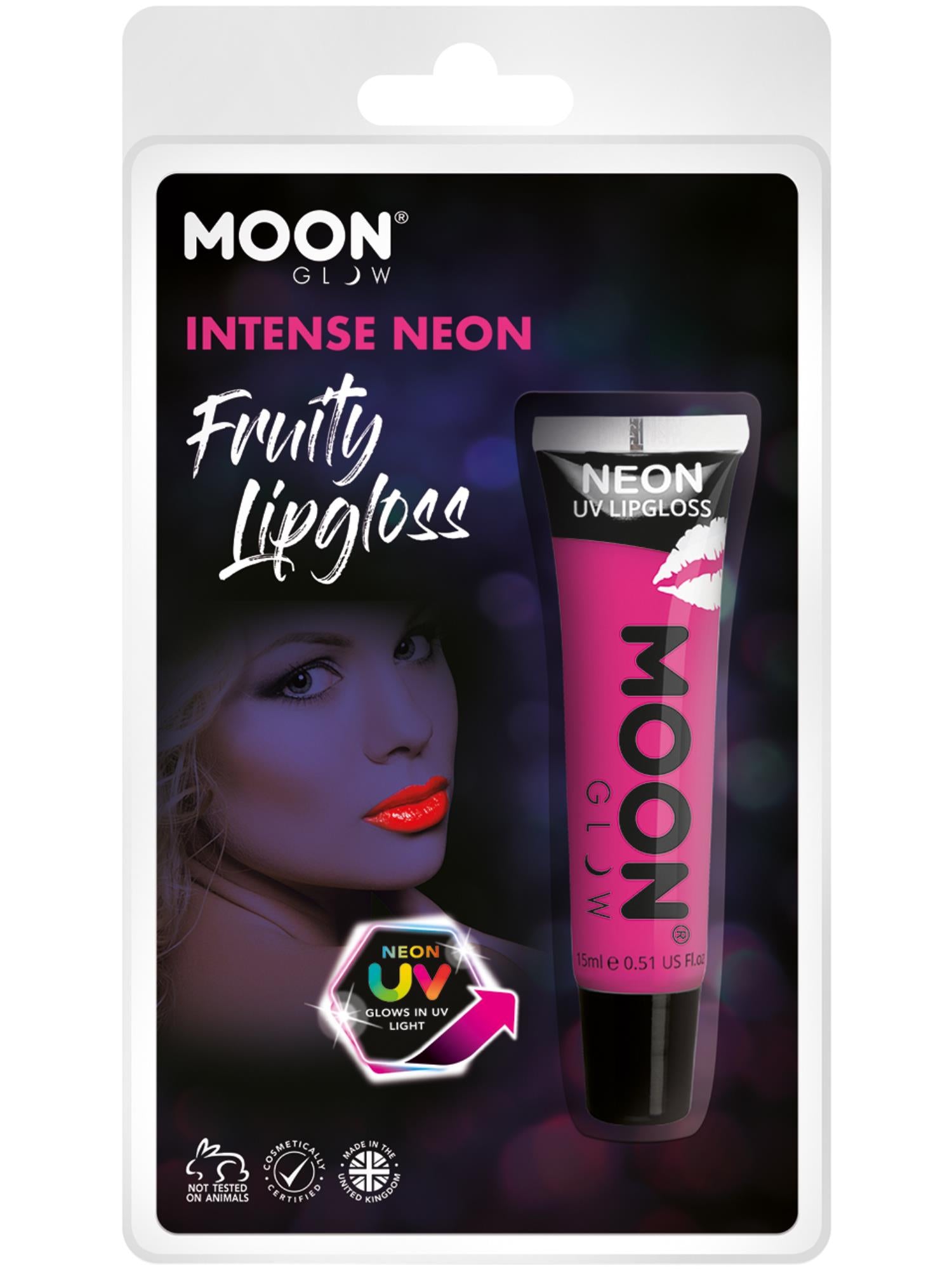 Moon Glow Intense Neon UV Fruity Lipgloss, Rosa