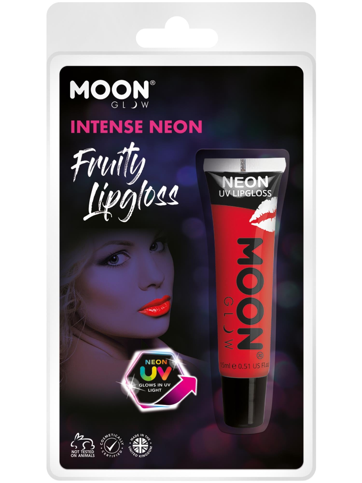 Moon Glow Intense Neon UV Fruity Lipgloss, Rot