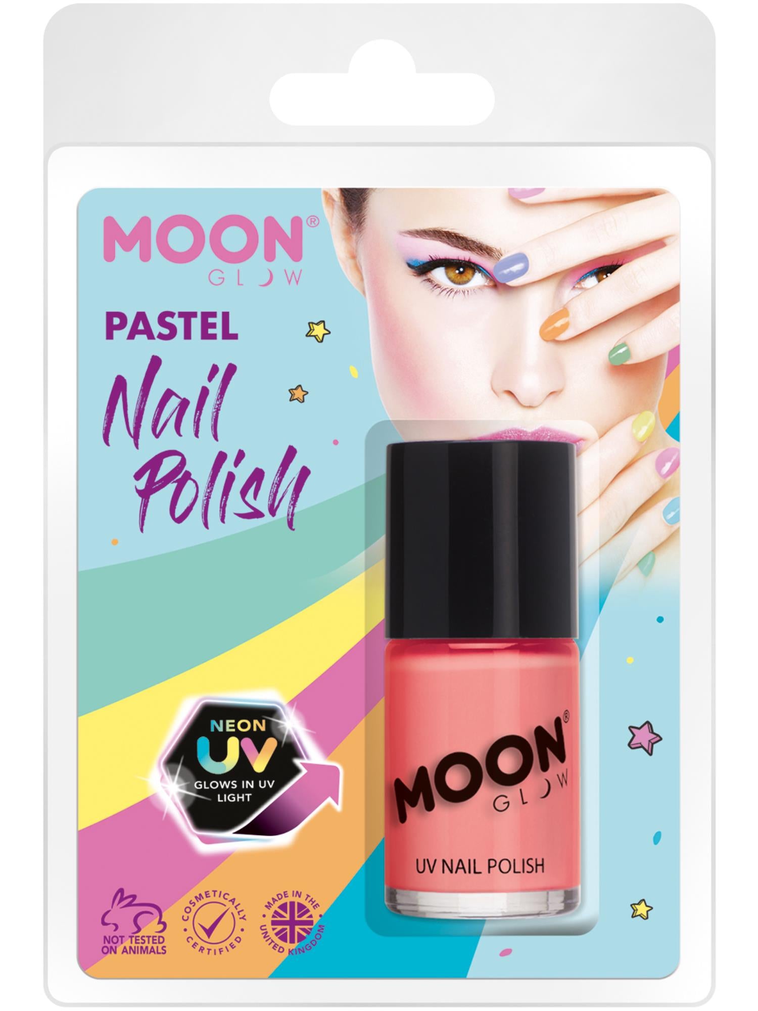 Moon Glow Pastel Neon UV Nail Polish, Pastel Coral