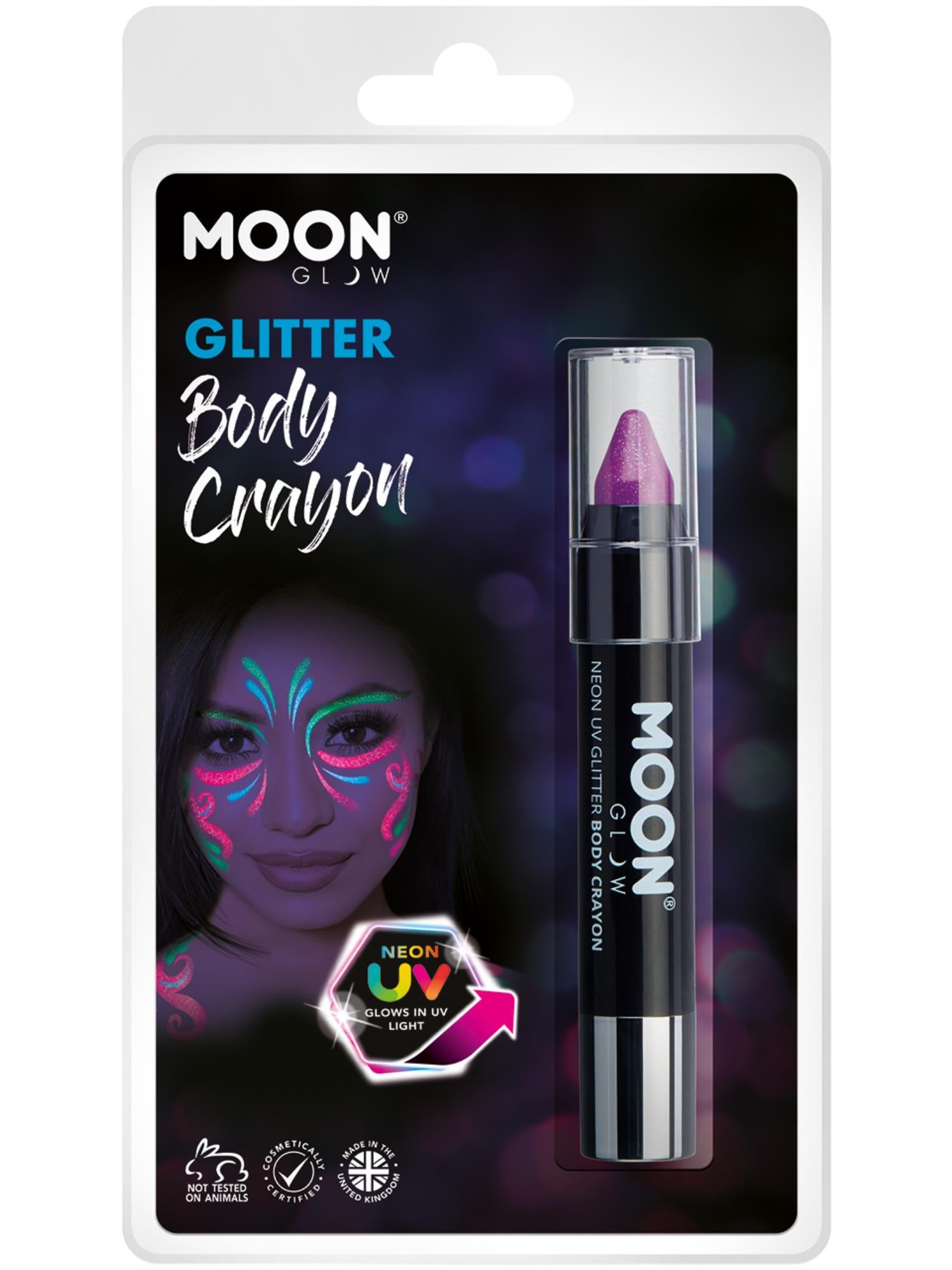 Moon Glow - Neon UV Glitter Body Crayosn, Purple