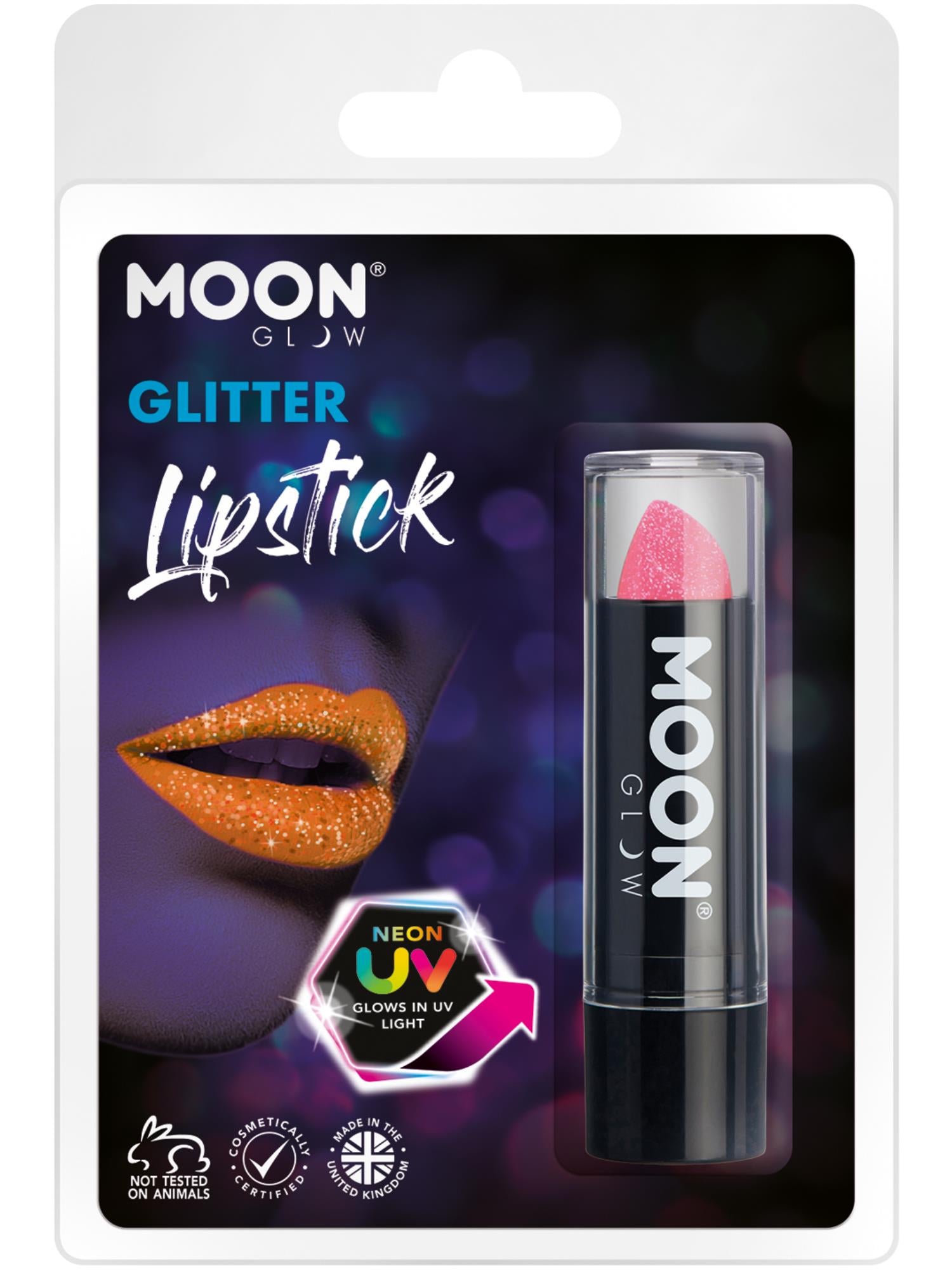 Moon Glow - Neon UV Glitter Lipstick, Pink
