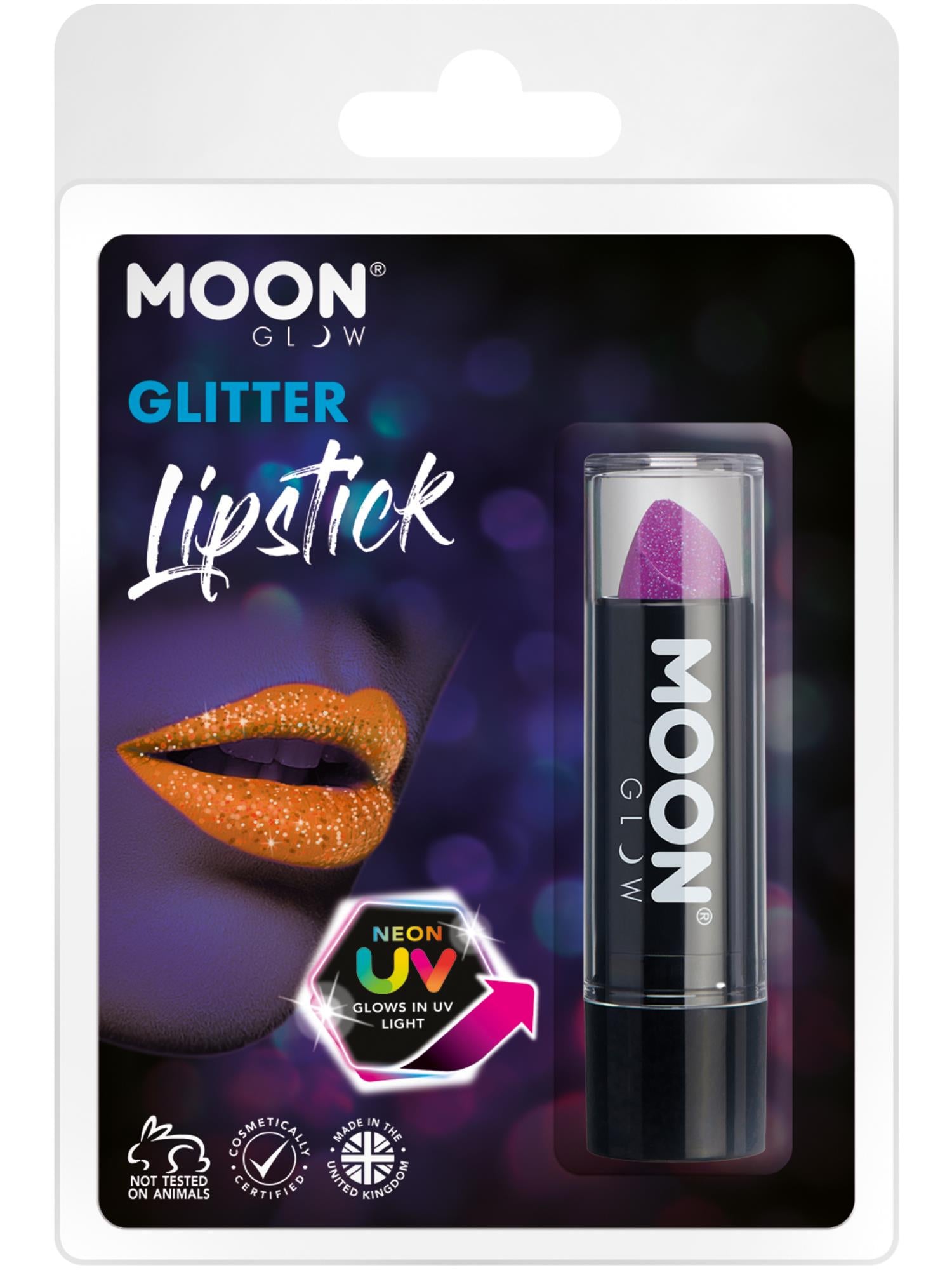 Moon Glow - Neon UV Glitter Lipstick, Purple