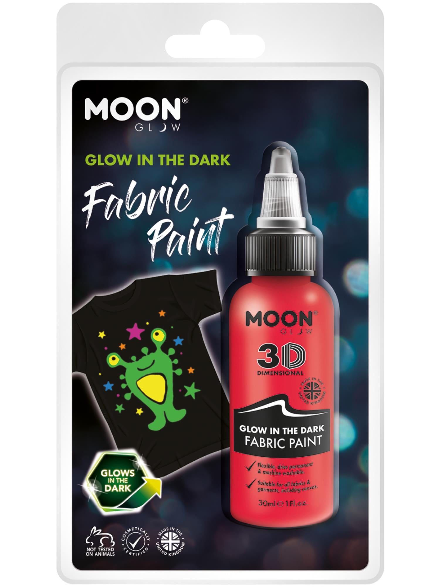 Moon Glow - Glow in the Dark Fabric Paint, Red