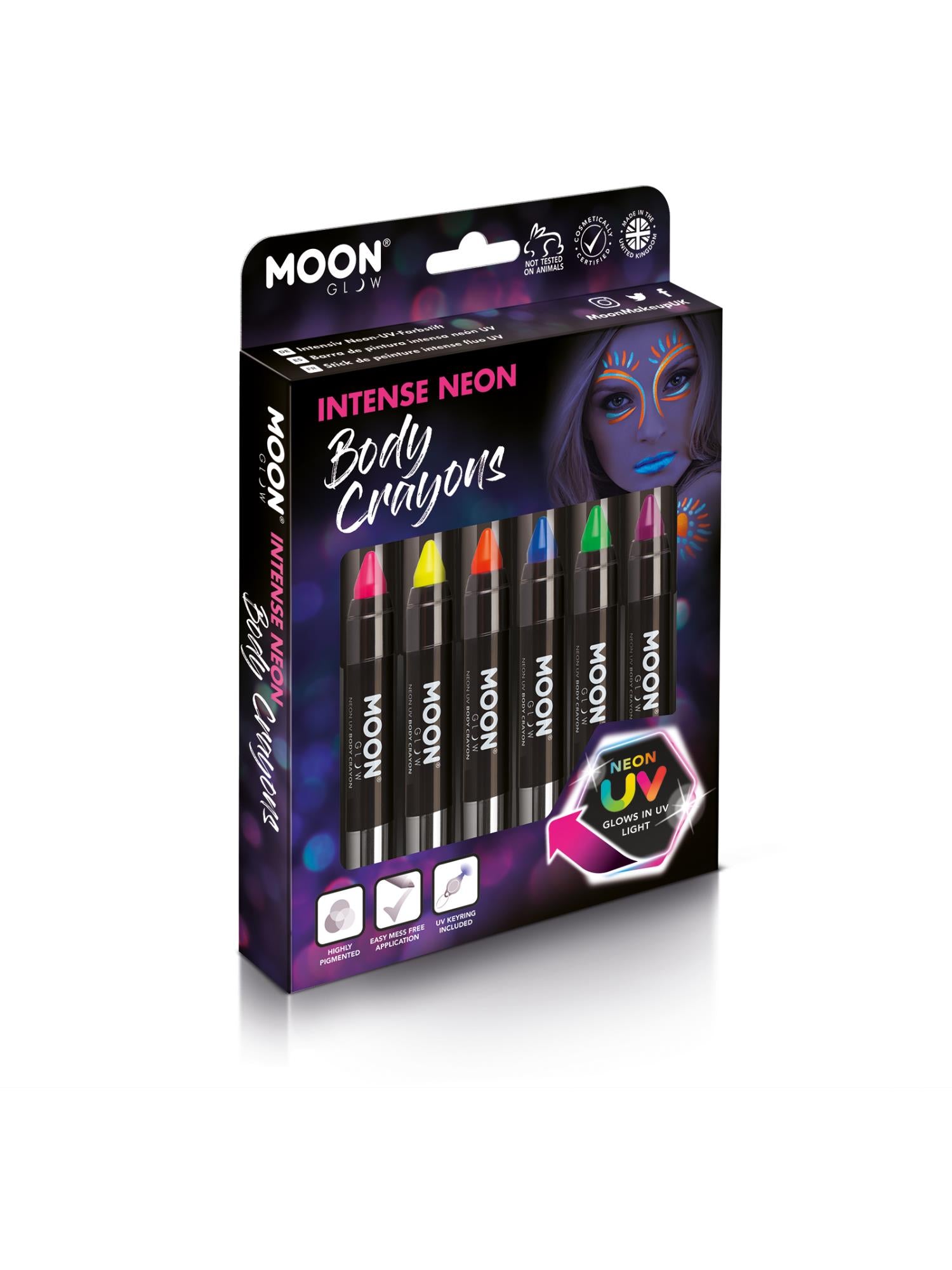 Moon Glow Intense Neon UV-Körpermalstifte, gemischt