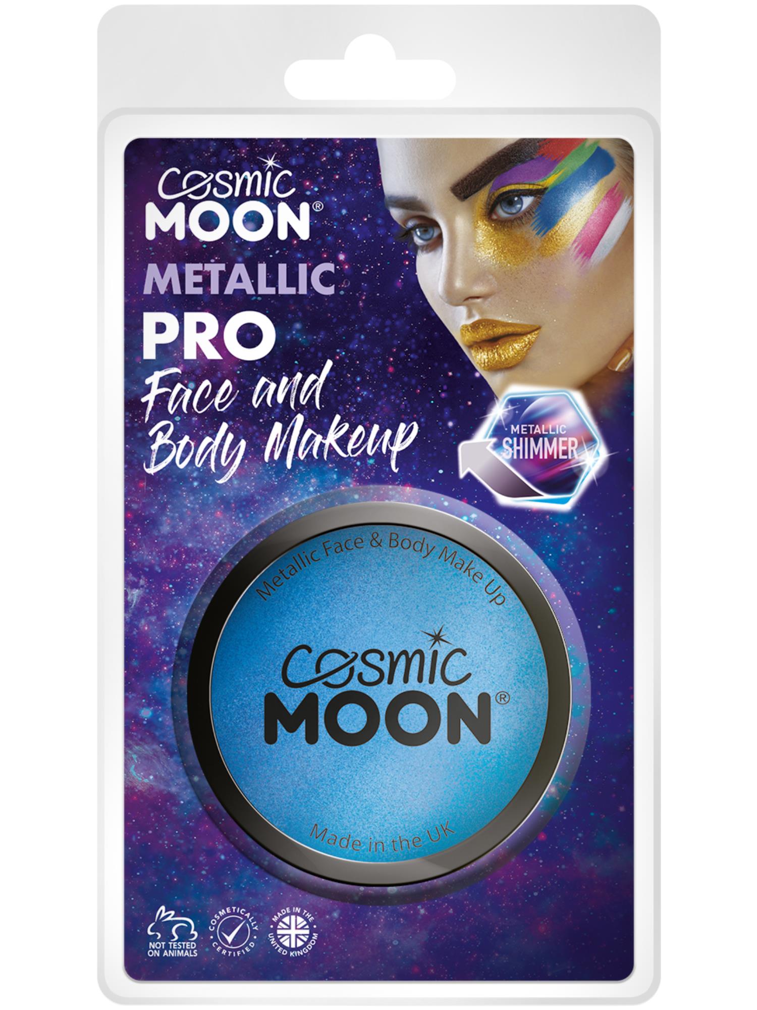 Cosmic Moon Metallic Pro Face Paint Cake Pots, Blu