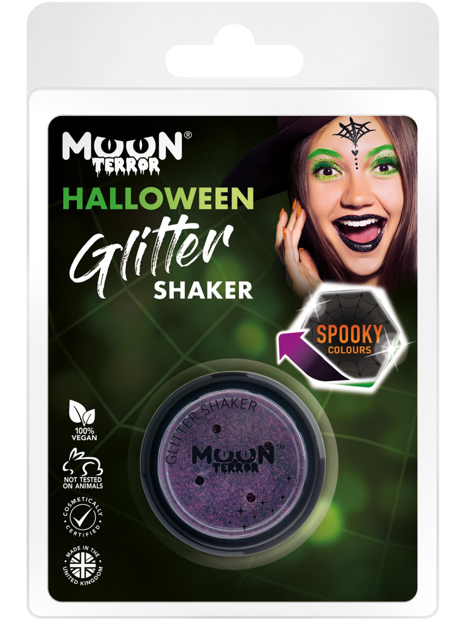 Moon Terror Halloween Glitter Shakers, Purple