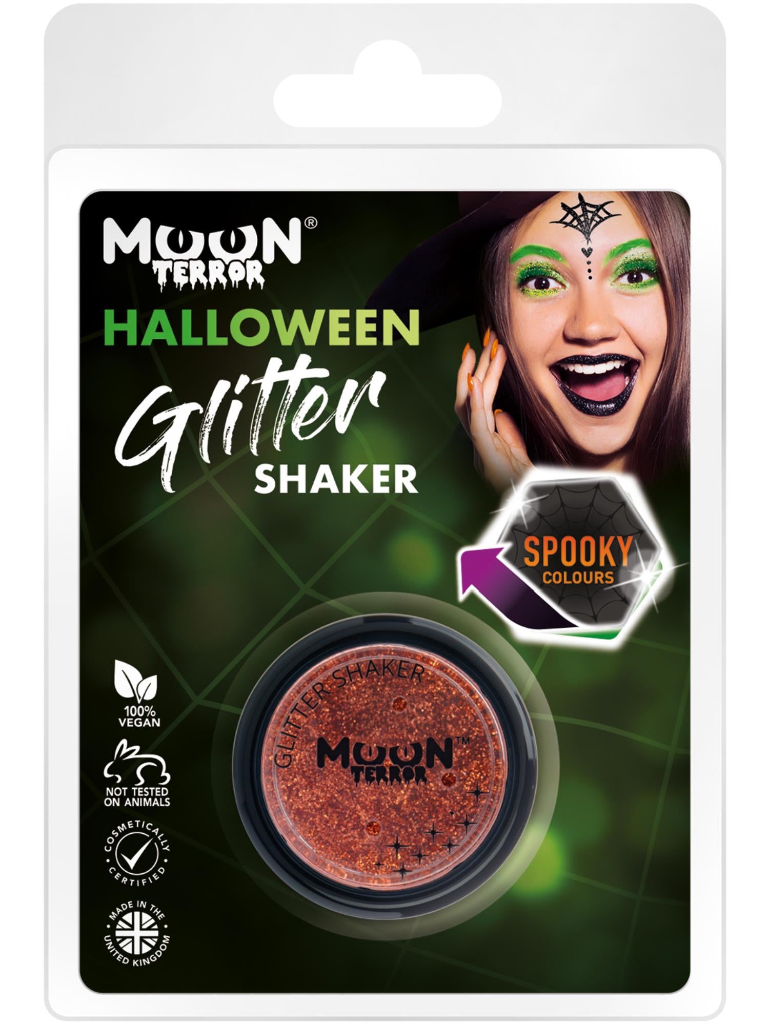 Moon Terror Halloween Glitter Shakers, Orange