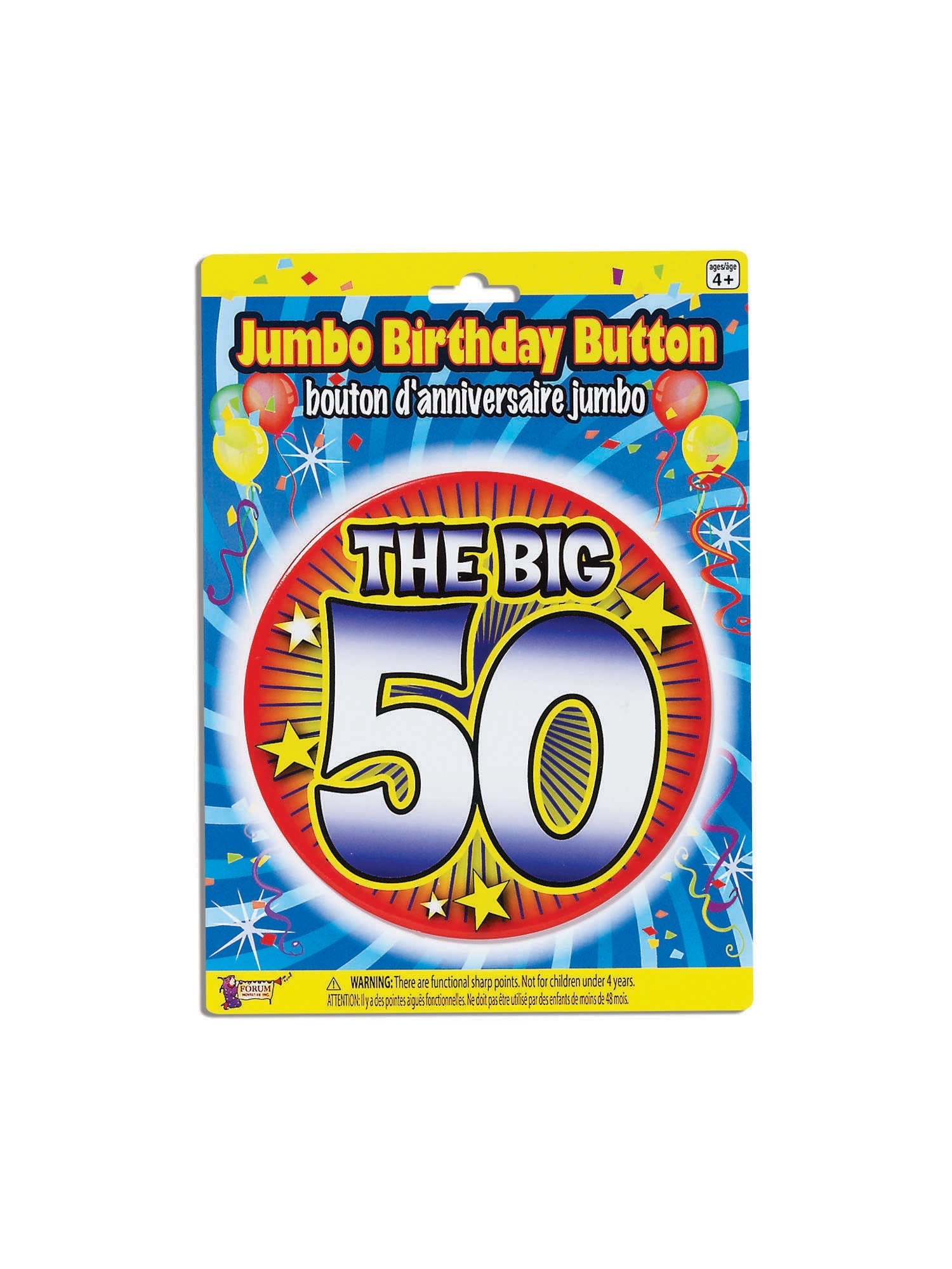 50th Birthday Jumbo Button Pin