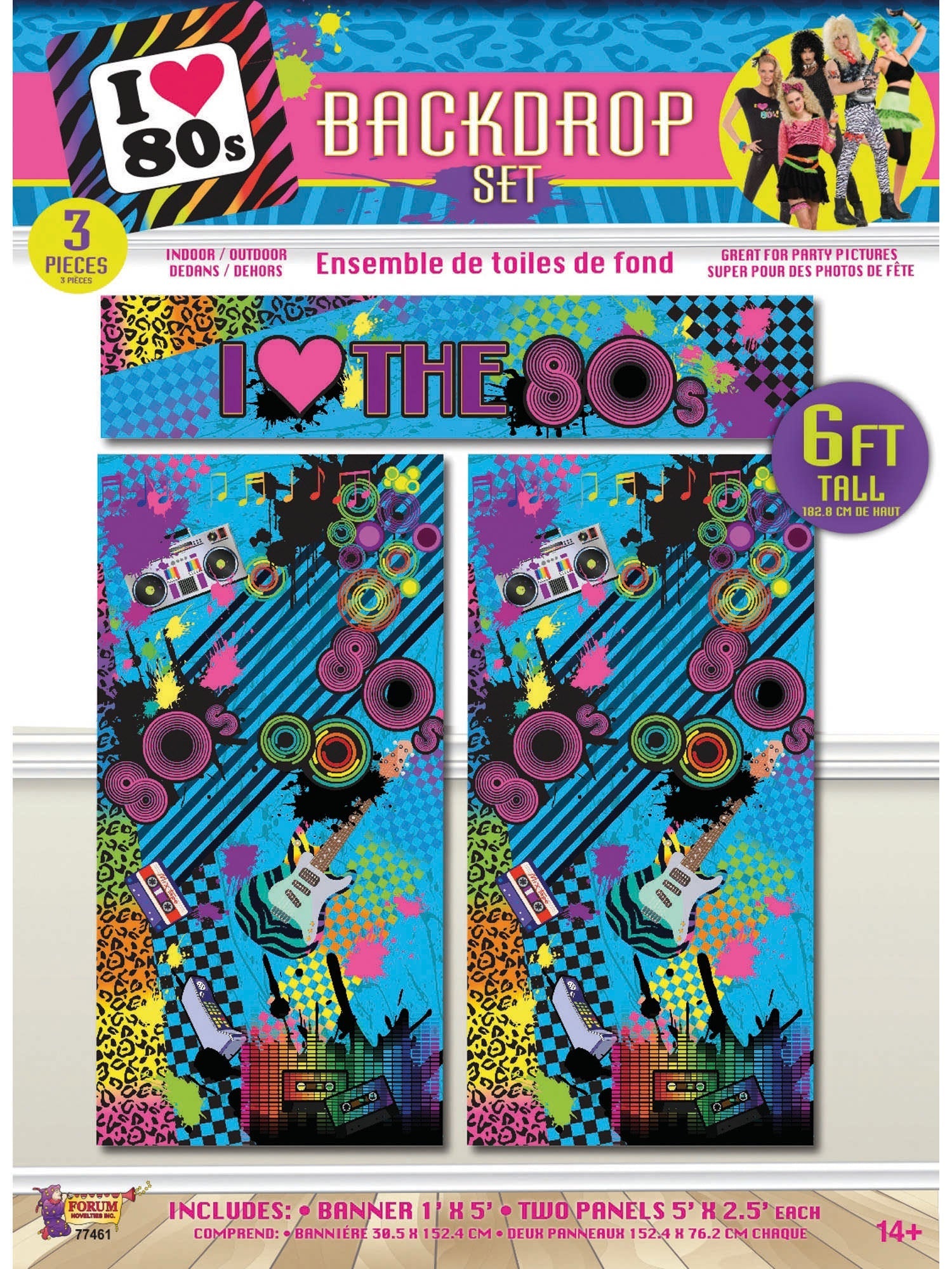 80's achtergrond set 6Ft/3Pc